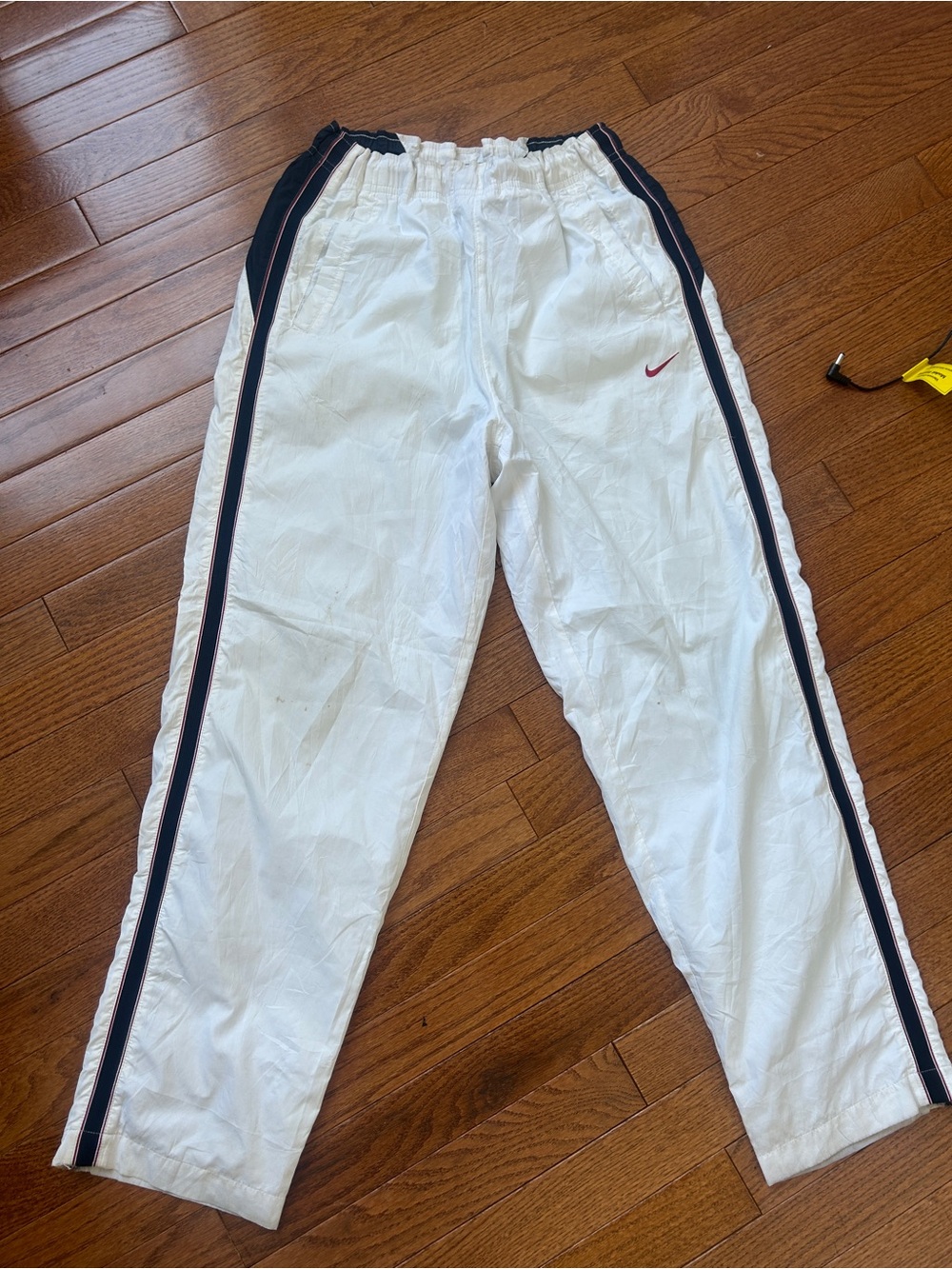Nike White Joggers with Navy & Red Trim - Kids